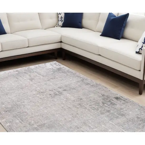 Gray and Beige Abstract Distressed Area Rug Photo 5