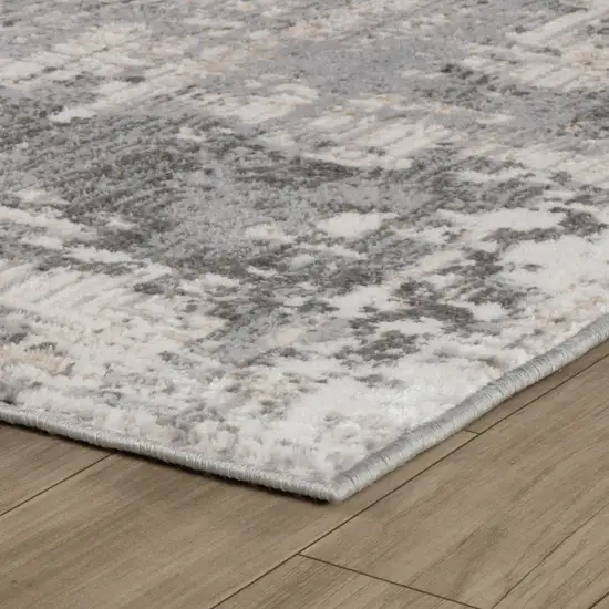 Gray and Beige Abstract Distressed Area Rug Photo 4