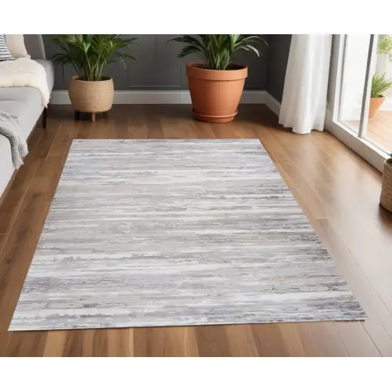 Gray and Beige Abstract Distressed Area Rug Photo 5