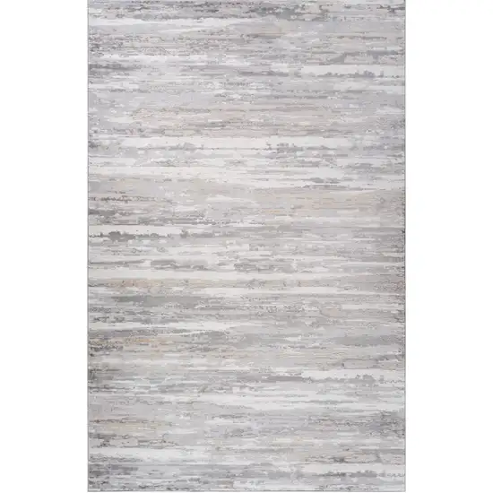 Gray and Beige Abstract Distressed Area Rug Photo 5