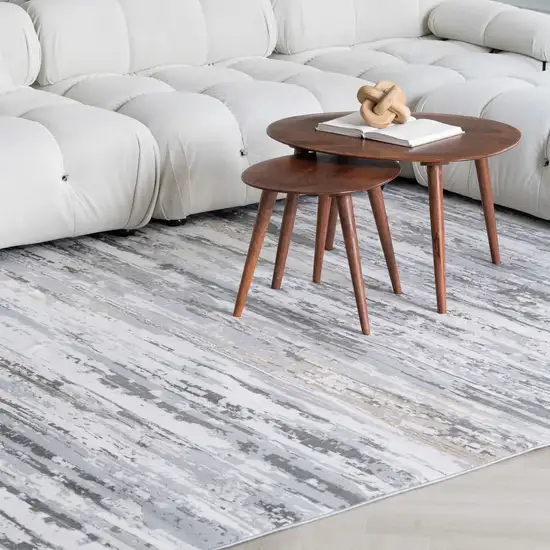 Gray and Beige Abstract Distressed Area Rug Photo 4