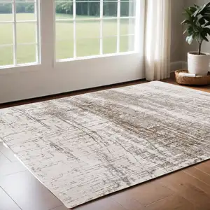 Photo of Gray and Beige Abstract Non Skid Area Rug