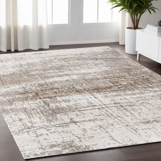 Gray and Beige Abstract Non Skid Area Rug Photo 1