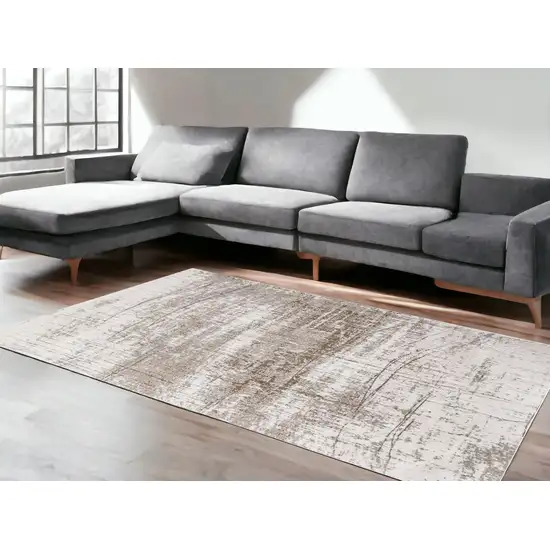 Gray and Beige Abstract Non Skid Area Rug Photo 1