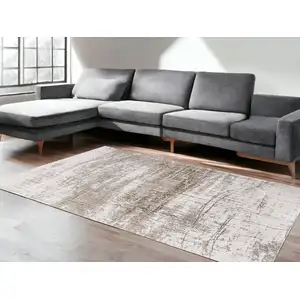 Photo of Gray and Beige Abstract Non Skid Area Rug