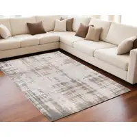 Photo of Gray and Beige Abstract Non Skid Area Rug