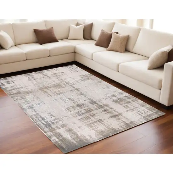 Gray and Beige Abstract Non Skid Area Rug Photo 1