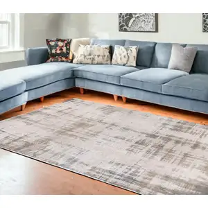 Photo of Gray and Beige Abstract Non Skid Area Rug