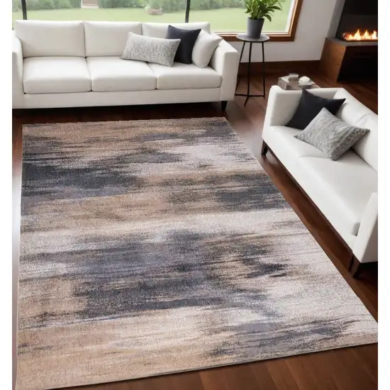 Gray and Beige Abstract Non Skid Area Rug Photo 1