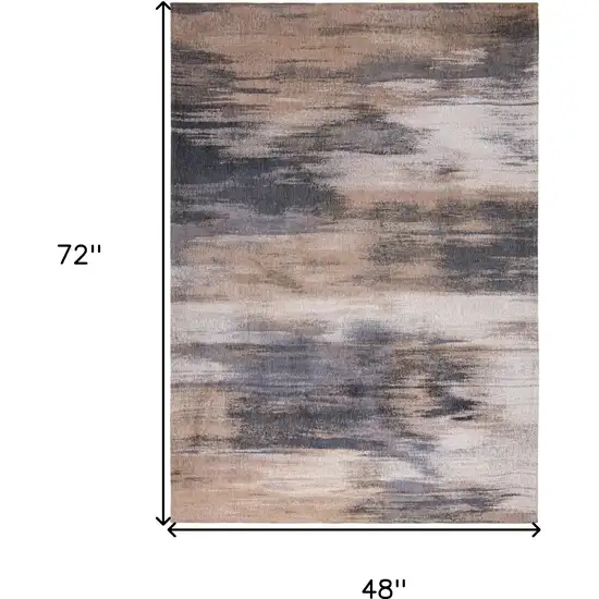 Gray and Beige Abstract Non Skid Area Rug Photo 3