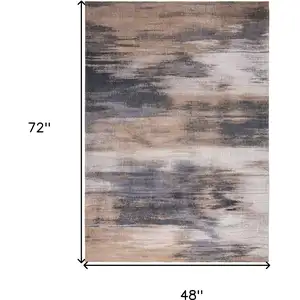 Photo of Gray and Beige Abstract Non Skid Area Rug