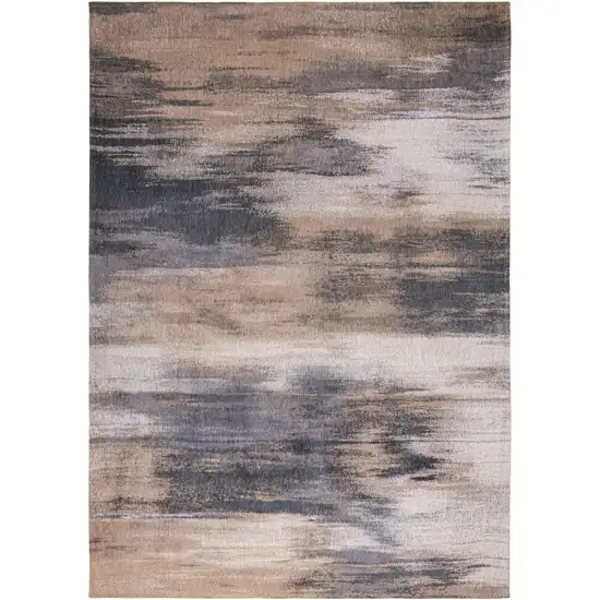 Gray and Beige Abstract Non Skid Area Rug Photo 2