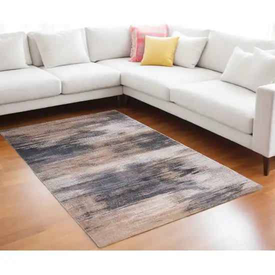 Gray and Beige Abstract Non Skid Area Rug Photo 1