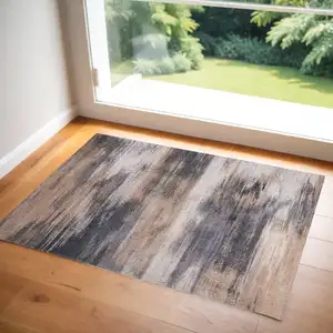 Photo of Gray and Beige Abstract Non Skid Area Rug