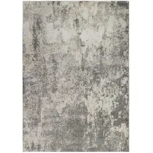 Photo of Gray and Beige Abstract Power Loom Area Rug