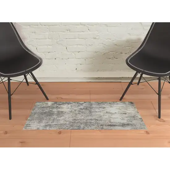 Gray and Beige Abstract Power Loom Area Rug Photo 2