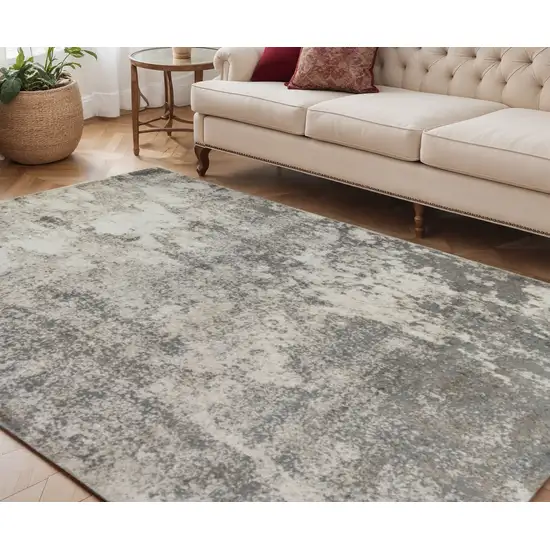 Beige Ivory and Gray Abstract Power Loom Area Rug Photo 1