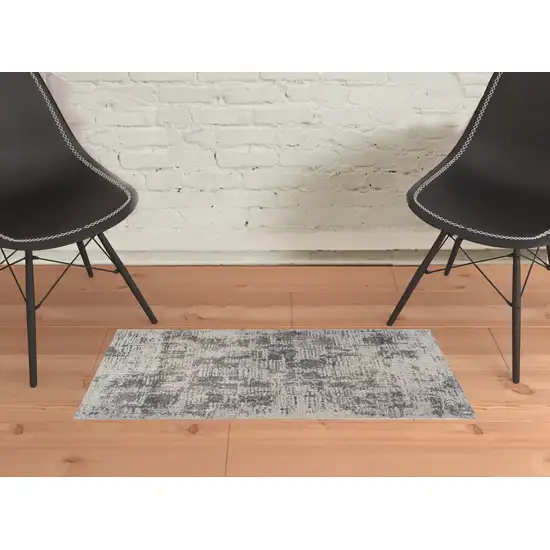 Gray and Beige Abstract Power Loom Area Rug Photo 2