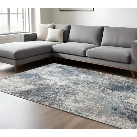 Cream and Gray Abstract Power Loom Area Rug Photo 1