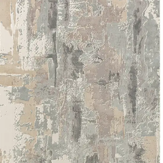 Gray and Beige Abstract Runner Rug Photo 9