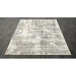 Photo of Gray and Beige Abstract Runner Rug