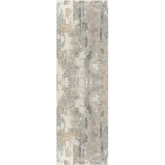 Gray and Beige Abstract Runner Rug Photo 2