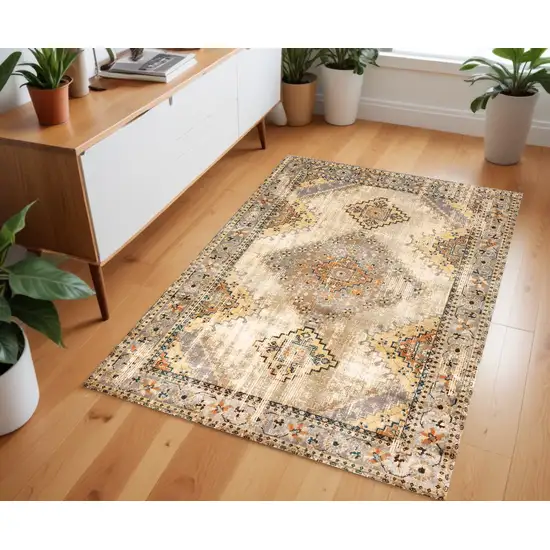 Gray And Beige Aztec Pattern Area Rug Photo 1