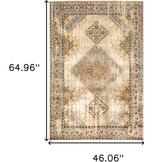 Gray and Beige Aztec Pattern Area Rug Photo 6