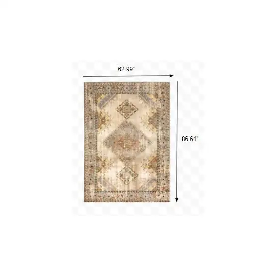 Gray and Beige Aztec Pattern Area Rug Photo 3