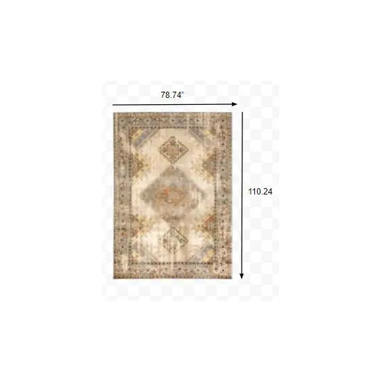 Gray and Beige Aztec Pattern Area Rug Photo 3