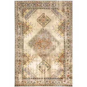 Photo of Gray and Beige Aztec Pattern Area Rug