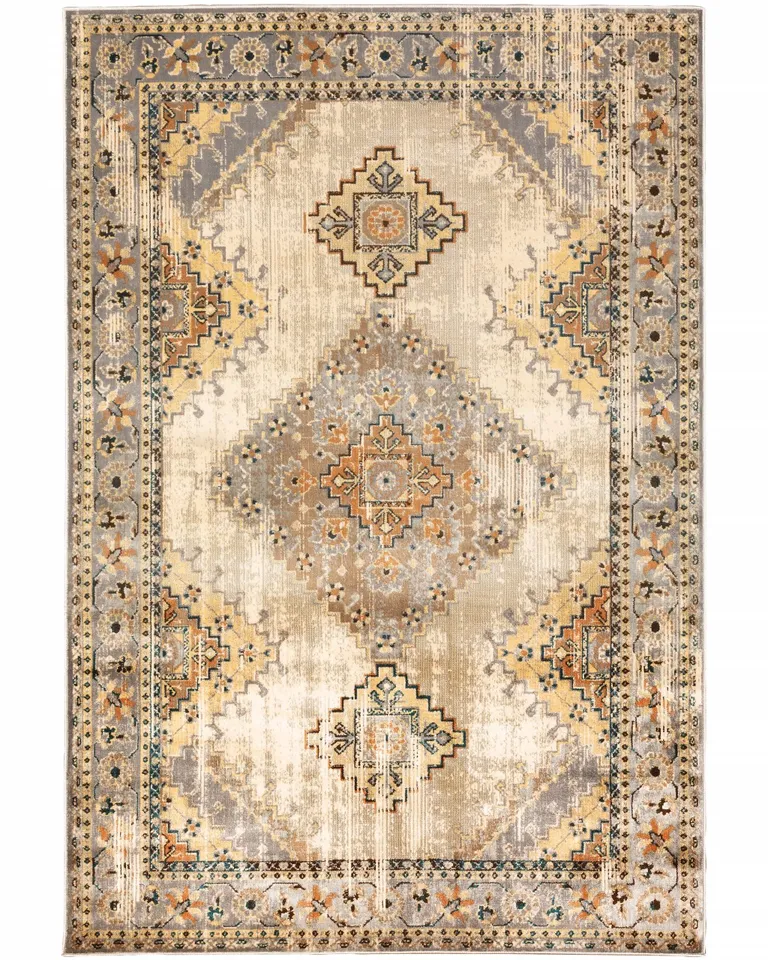 Gray and Beige Aztec Pattern Area Rug Photo 1