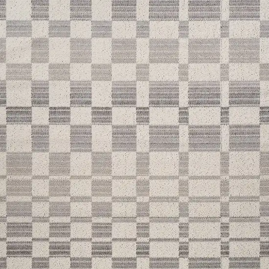 Gray and Beige Checkered Distressed Area Rug Photo 5