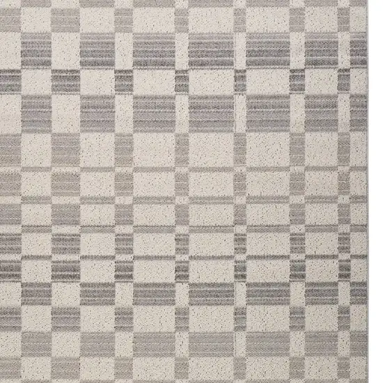 Gray and Beige Checkered Distressed Area Rug Photo 4