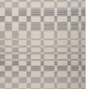 Photo of Gray and Beige Checkered Distressed Area Rug