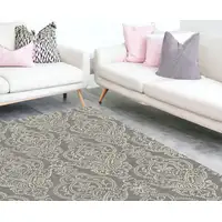 Photo of Gray and Beige Damask Area Rug