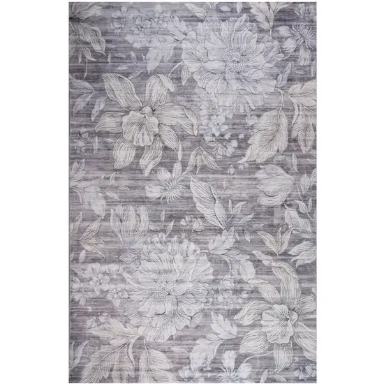 Gray and Beige Floral Area Rug Photo 4