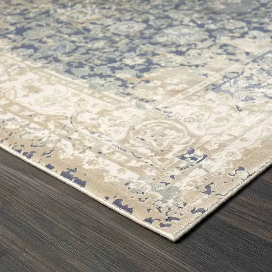 Gray and Beige Floral Area Rug Photo 9