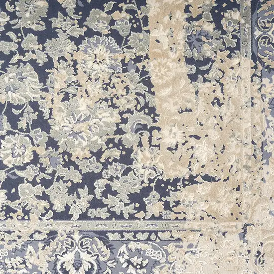 Gray and Beige Floral Area Rug Photo 8