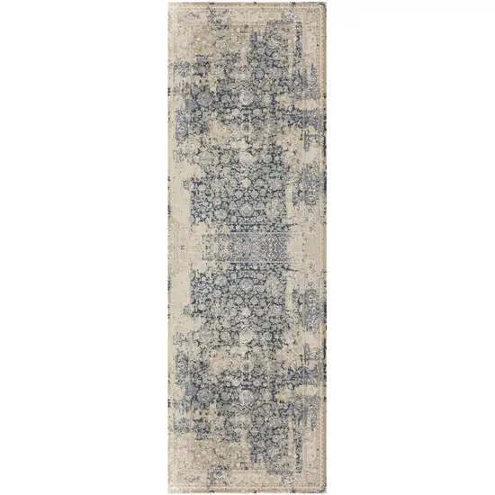 Gray and Beige Floral Area Rug Photo 2