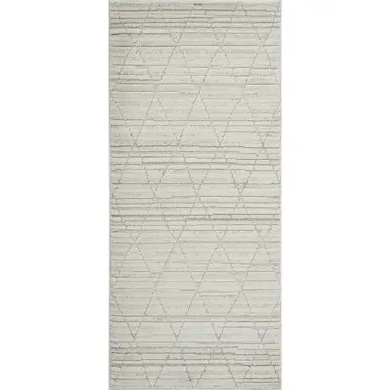 Gray and Beige Geometric Distressed Area Rug Photo 2