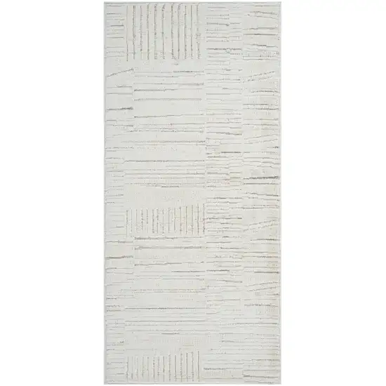 Gray and Beige Geometric Distressed Area Rug Photo 2