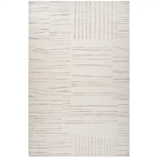 Gray and Beige Geometric Distressed Area Rug Photo 2