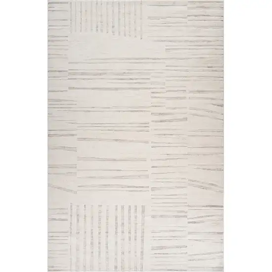 Gray and Beige Geometric Distressed Area Rug Photo 3