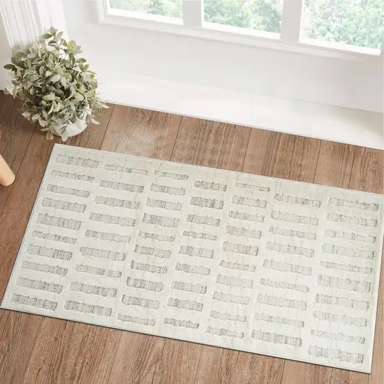 Gray and Beige Geometric Distressed Area Rug Photo 5