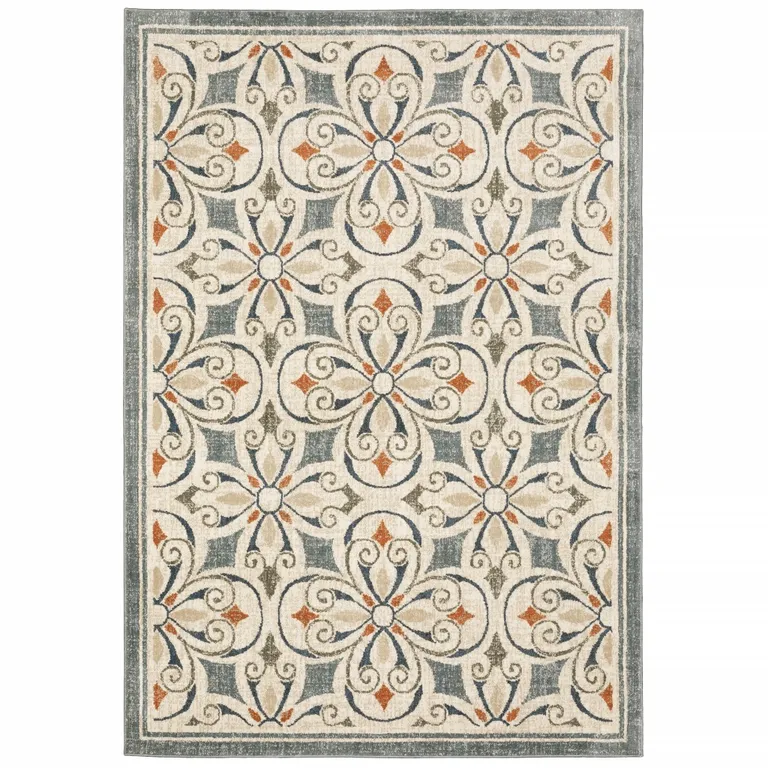 Gray and Beige Medallion Indoor Area Rug Photo 1