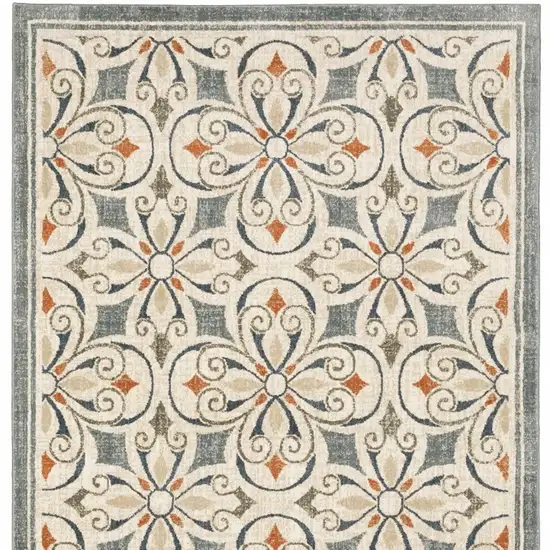 Gray and Beige Medallion Indoor Area Rug Photo 5