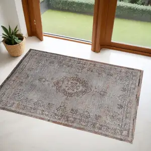 Photo of Gray and Beige Medallion Non Skid Area Rug