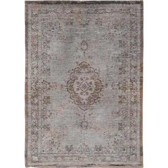 Gray and Beige Medallion Non Skid Area Rug Photo 2