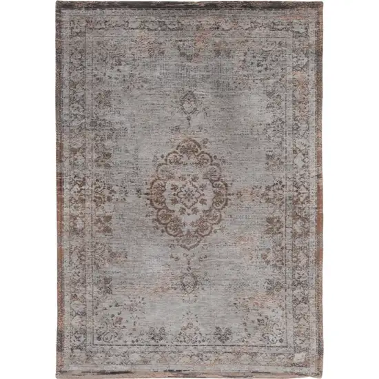 Gray and Beige Medallion Non Skid Area Rug Photo 6